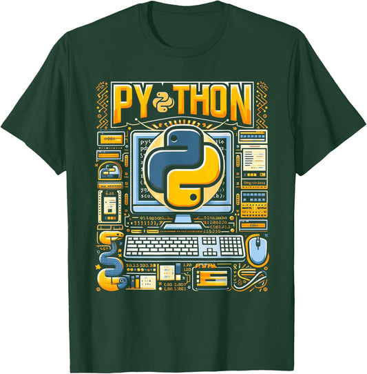 Python Dev Programming Python Programming, -Adults , Black, Small, Short Sleeve T-Shirt - T-Shirt | Forest