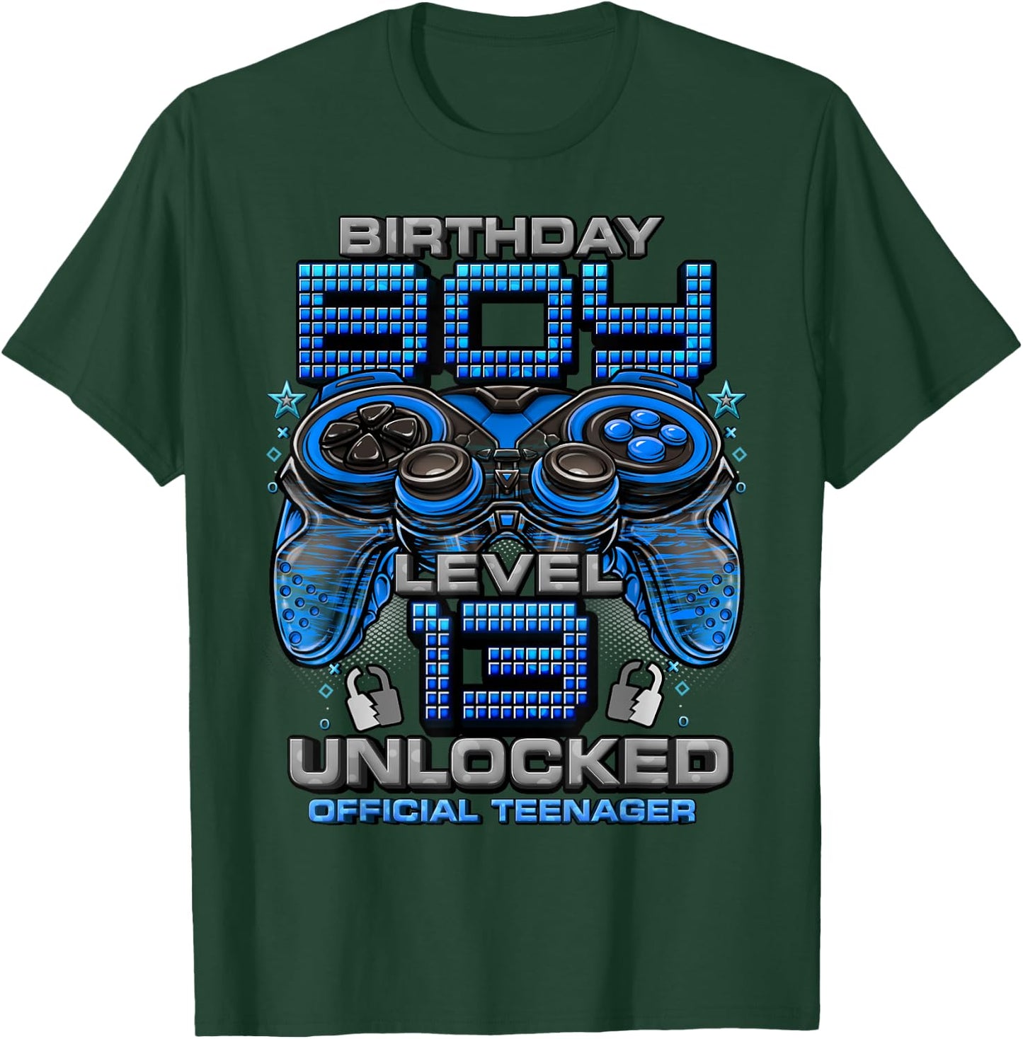 Level 13 Unlocked Awesome Since 2010 13th Birthday Gaming T-Shirt - T-Shirt | Forest