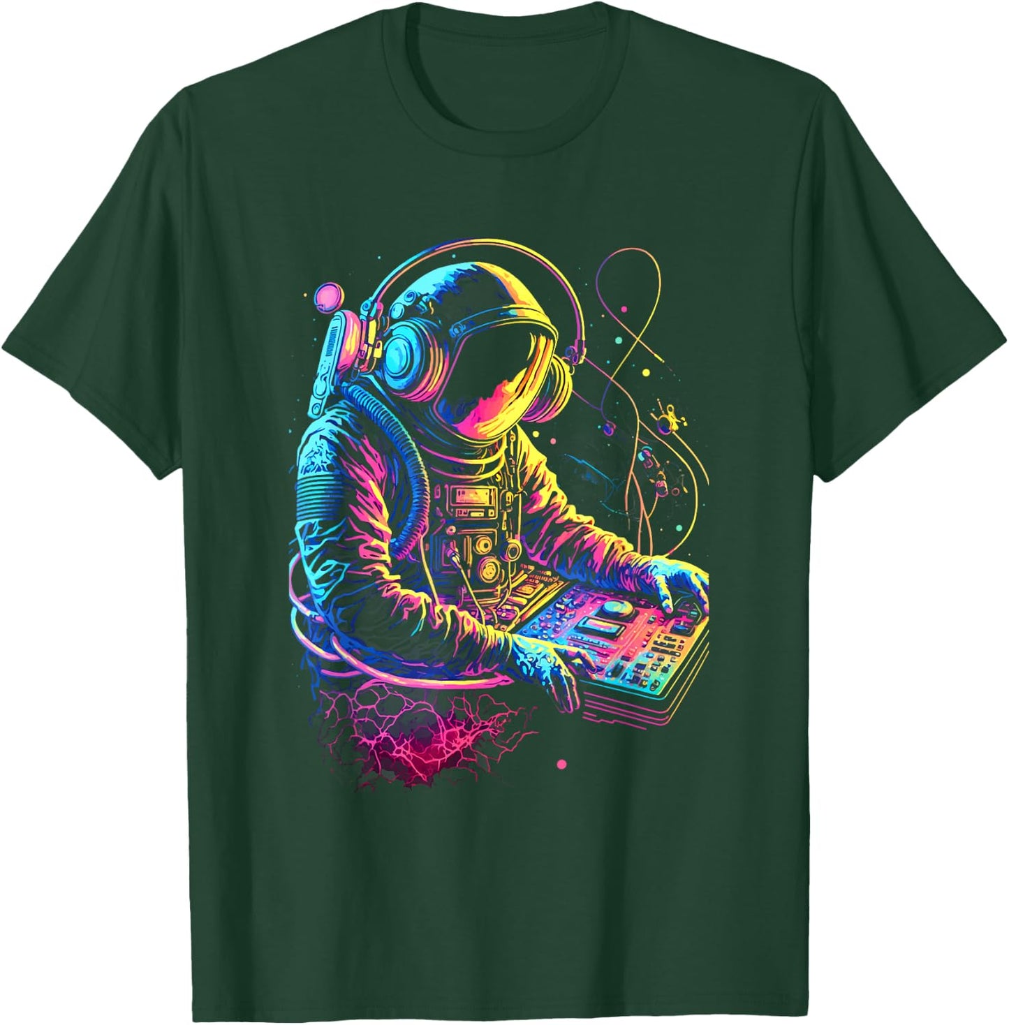 Funky Astronaut DJ in Space: EDM Graphic T-Shirt - T-Shirt | Forest