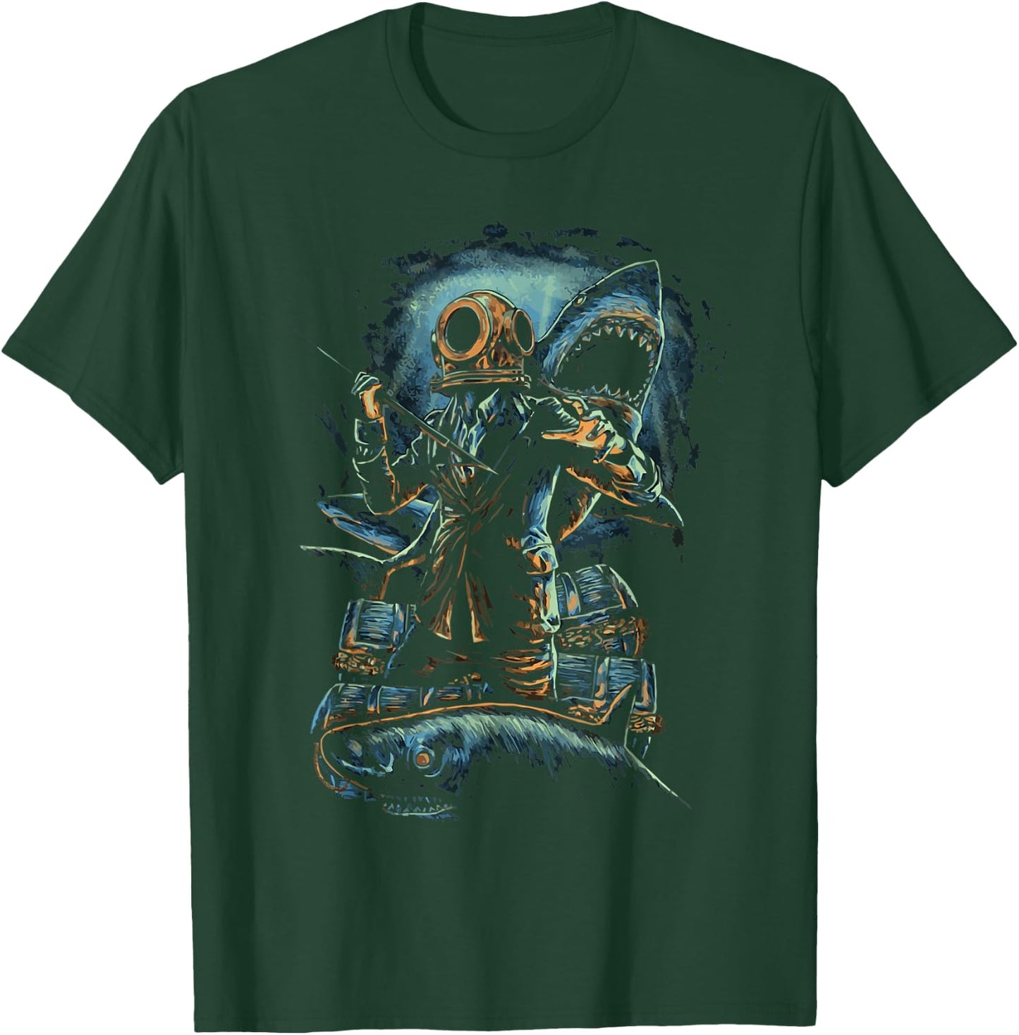 Deep Sea Commercial Diver Fishing, Scuba Diving, Boating T-Shirt - T-Shirt | Forest