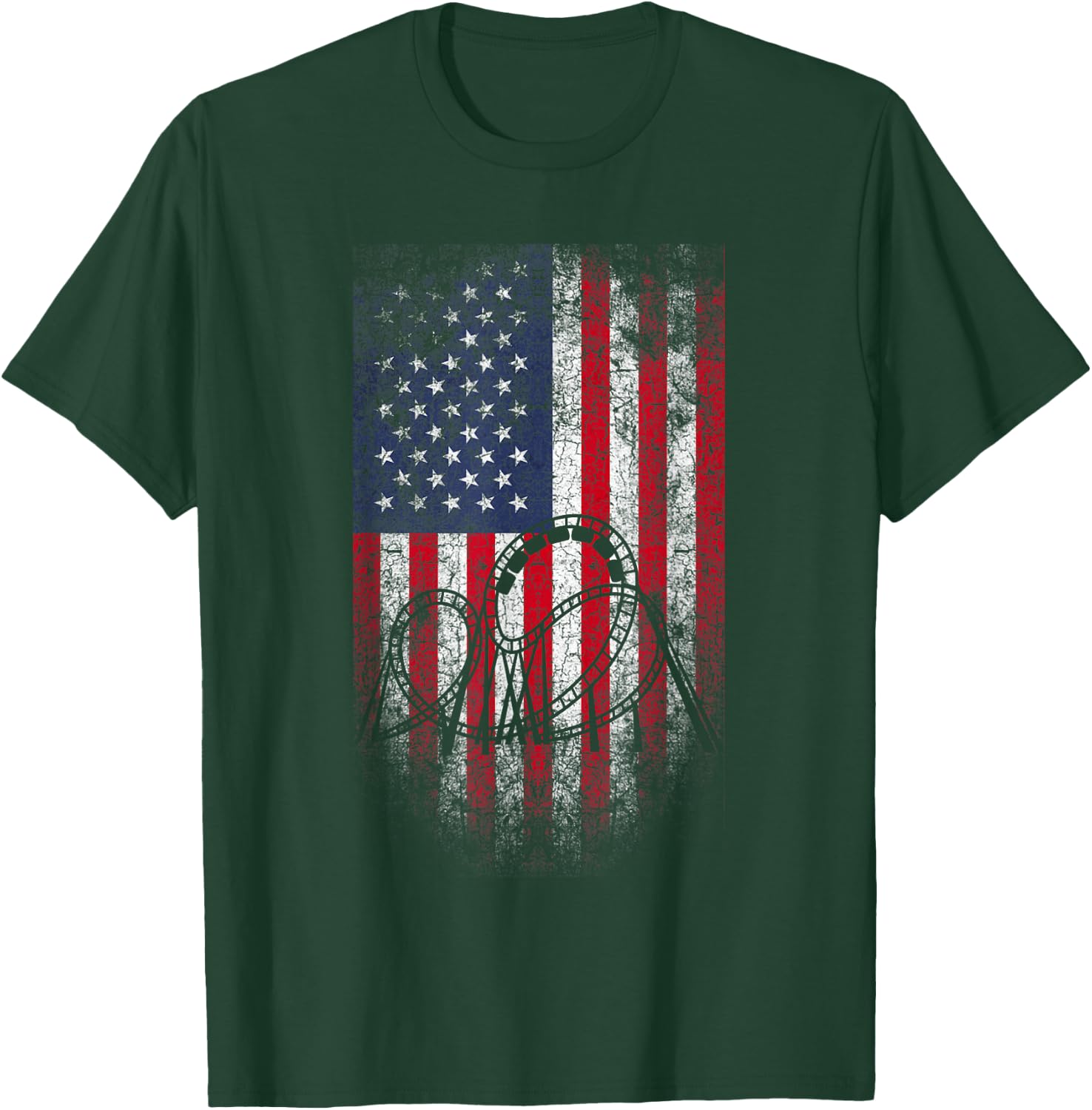 Roller Coaster USA American Flag 4th of July Patriotic Kids Men T-Shirt - T-Shirt | Forest