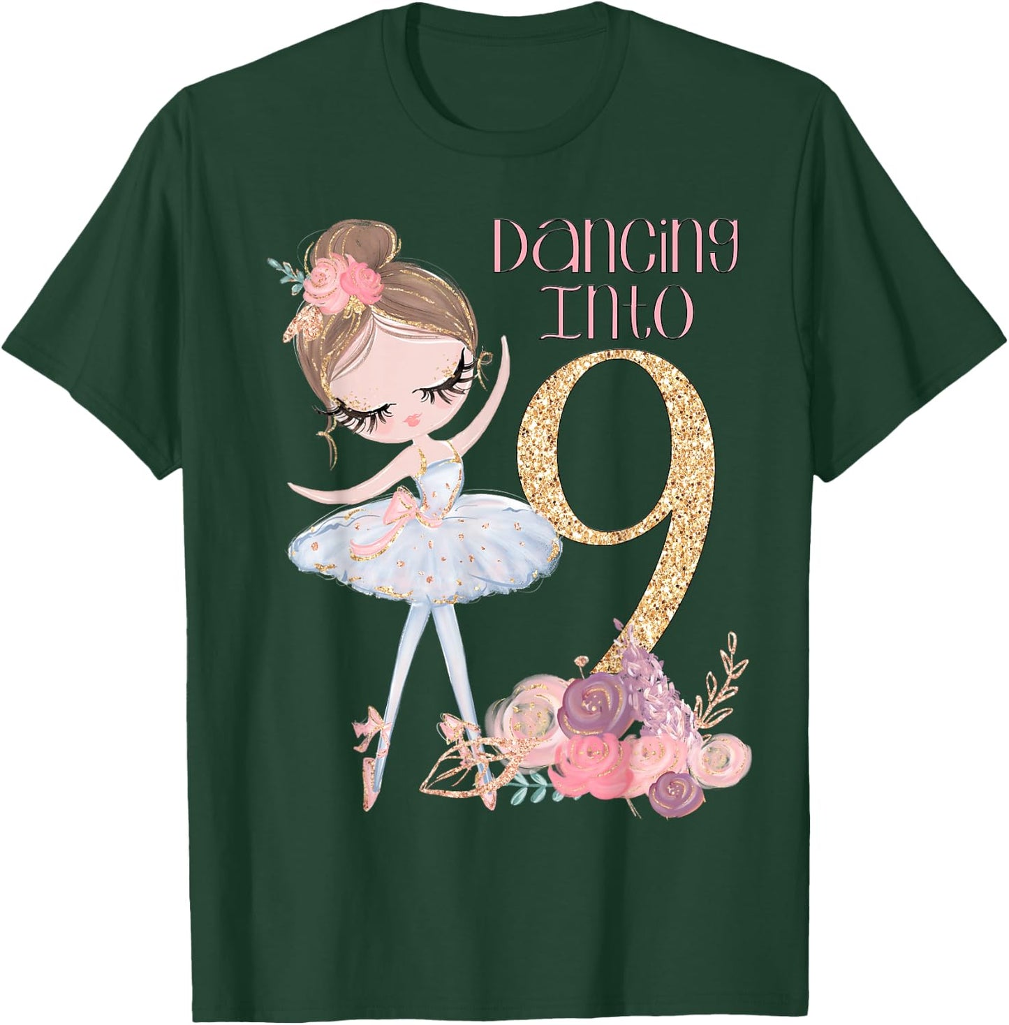9th Birthday Ballerina Party Ballet Dancer Outfit Girls Nine T-Shirt - T-Shirt | Forest