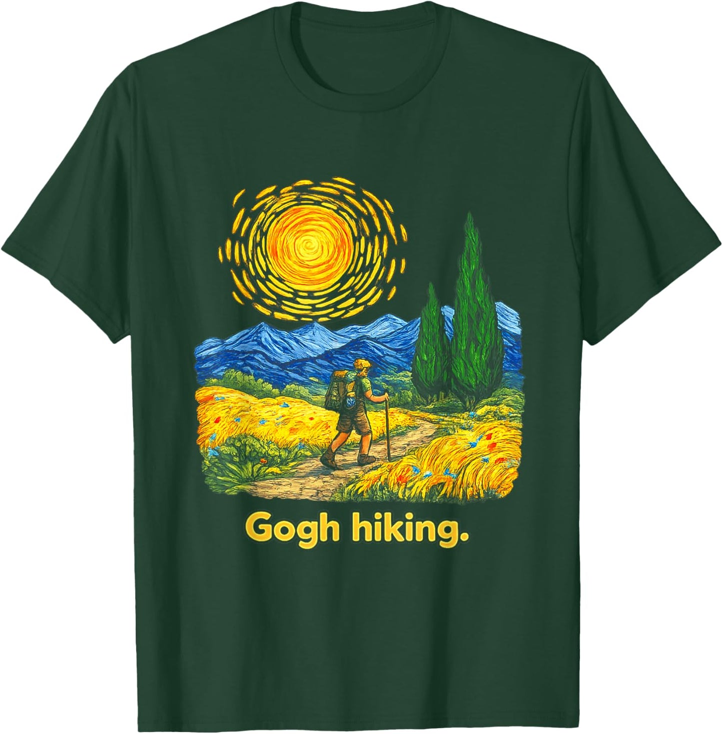 Gogh Hiking Funny Outdoorsy Van Gogh Art Nature Hiker T-Shirt - T-Shirt | Forest