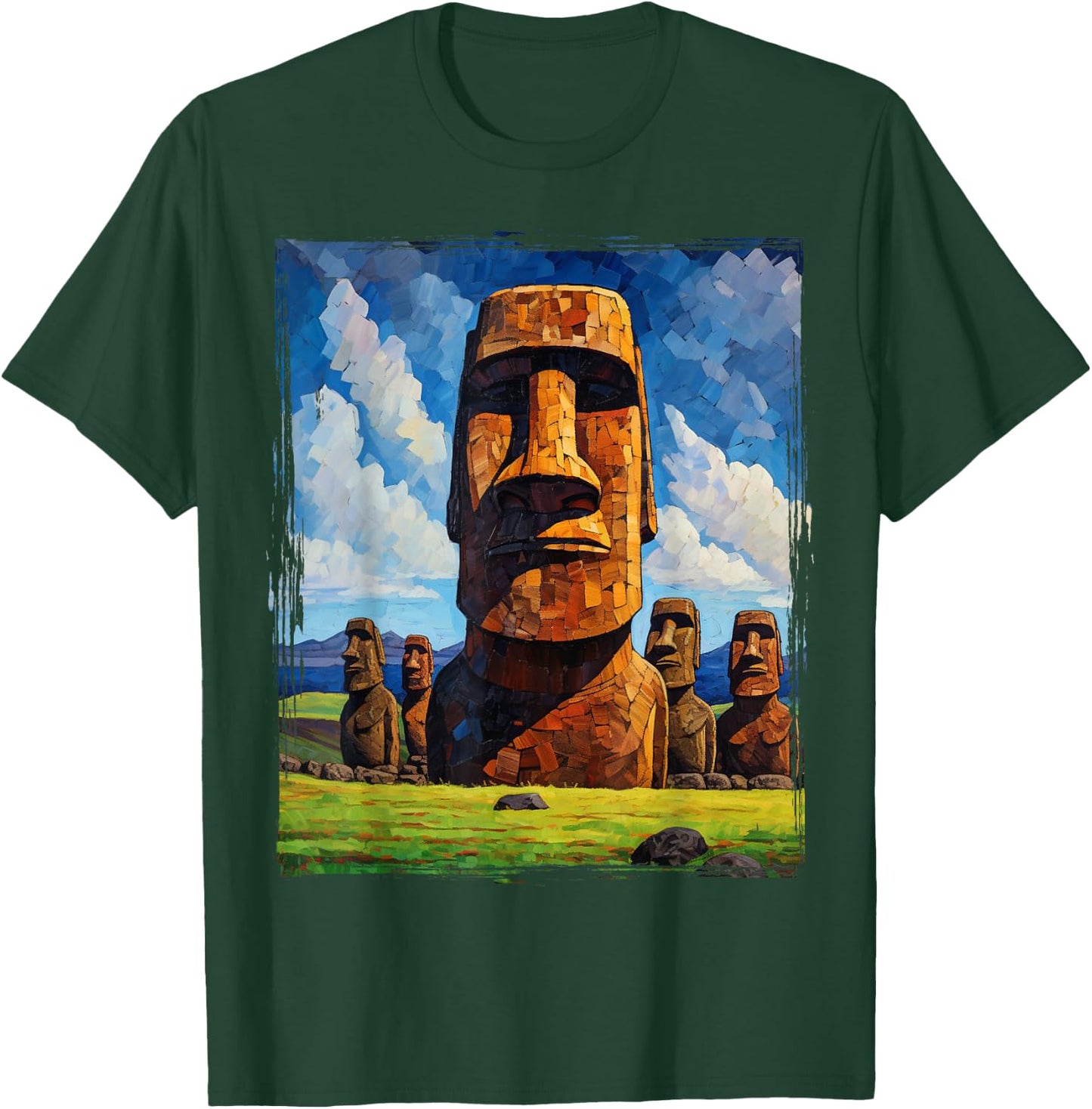 Easter Island Moai Statue Monolith World Mystery T-Shirt - T-Shirt | Forest