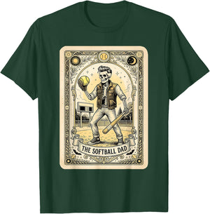 Softball Dad Tarot Card Skeleton Sports Fathers Day Men T-Shirt - T-Shirt | Forest
