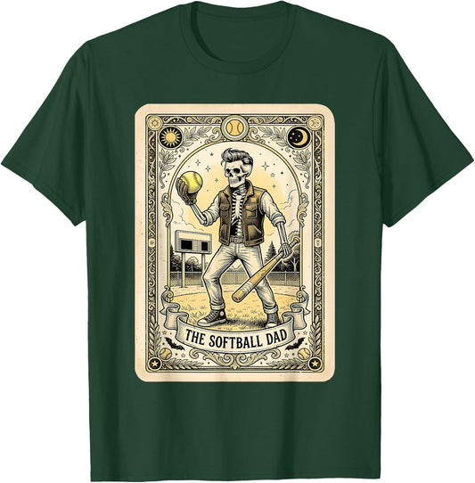 Softball Dad Tarot Card Skeleton Sports Fathers Day Men T-Shirt - T-Shirt | Forest