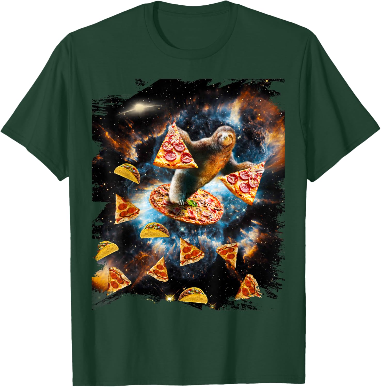 Galaxy Sloth Eating Pizza Taco In Space T-Shirt - T-Shirt | Forest