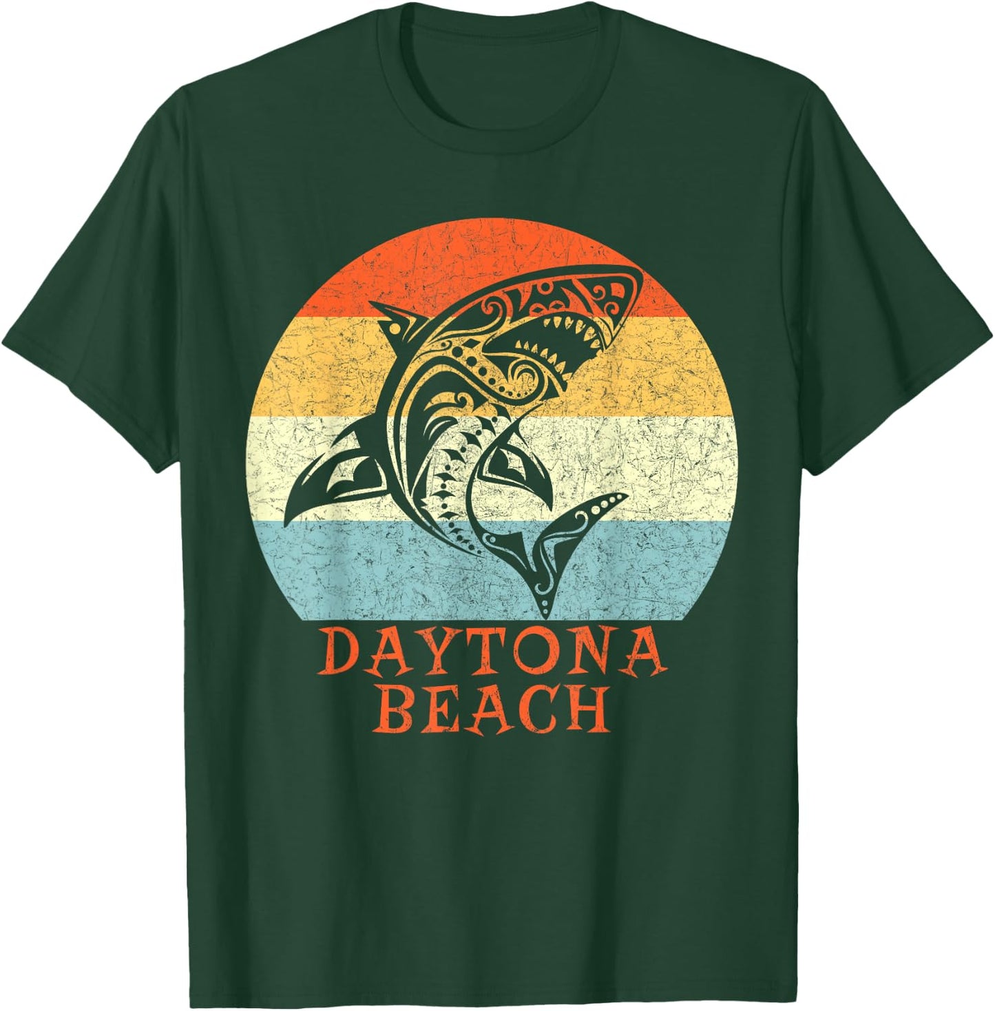 Daytona Beach, Florida Vintage Retro Tribal Shark Vacation T-Shirt - T-Shirt | Forest