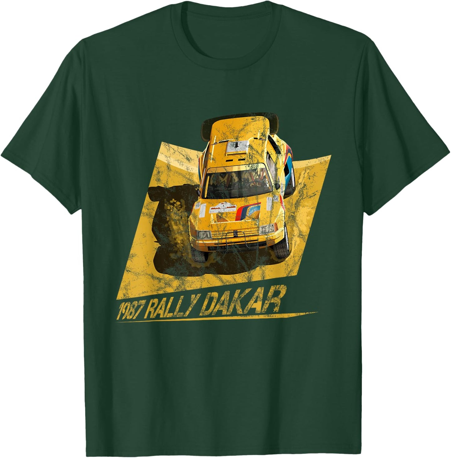 1987 Rally Dakar Classic Rally Car Design 80s T-Shirt - T-Shirt | Forest
