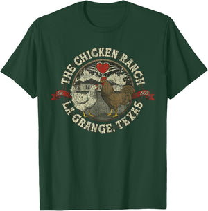 The Chicken Ranch La Grange 1905 Vintage Retro Distressed - Black, Small, Short Sleeve, , Classic Fit, Rayon, Letter Print, Women's, Girls, Casual, All Seasons T-Shirt - T-Shirt | Forest