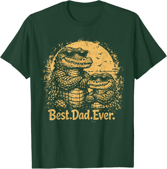 Best Dad Ever Retro Fathers Day Alligator Monsters T-Shirt - T-Shirt | Forest