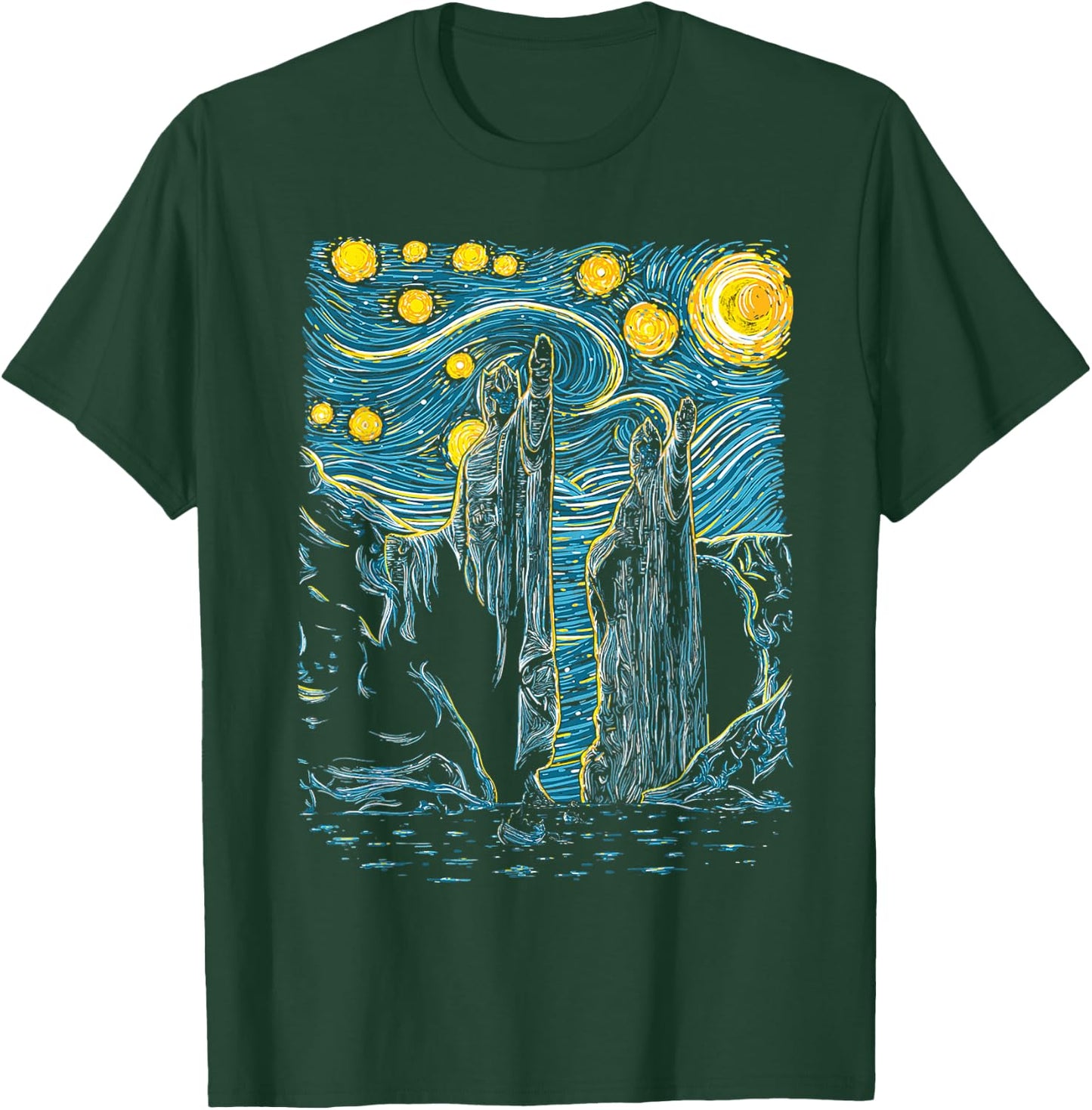 Argonath Starry Night Van Gogh Style T-Shirt - T-Shirt | Forest