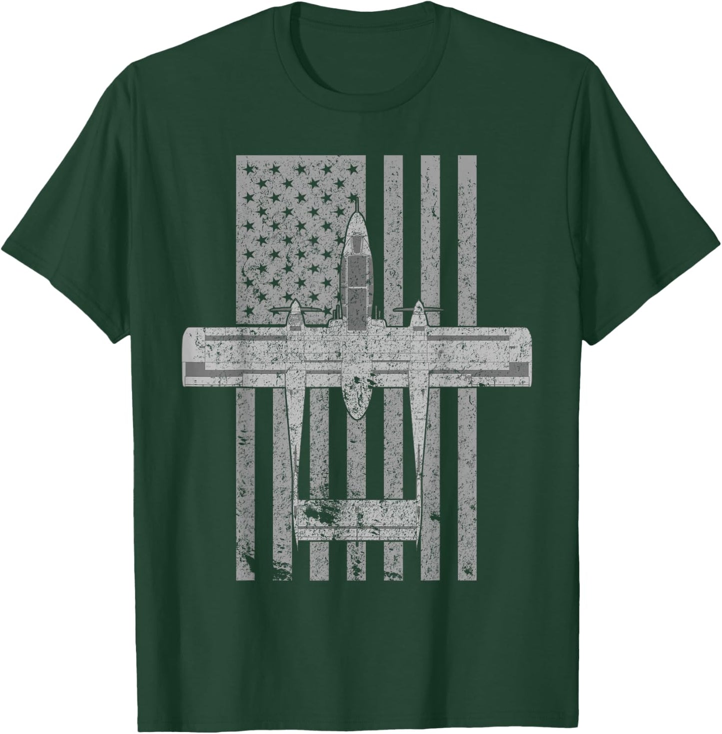 OV-10 Bronco Military Airplane Vintage Flag Pilot T-Shirt - T-Shirt | Forest