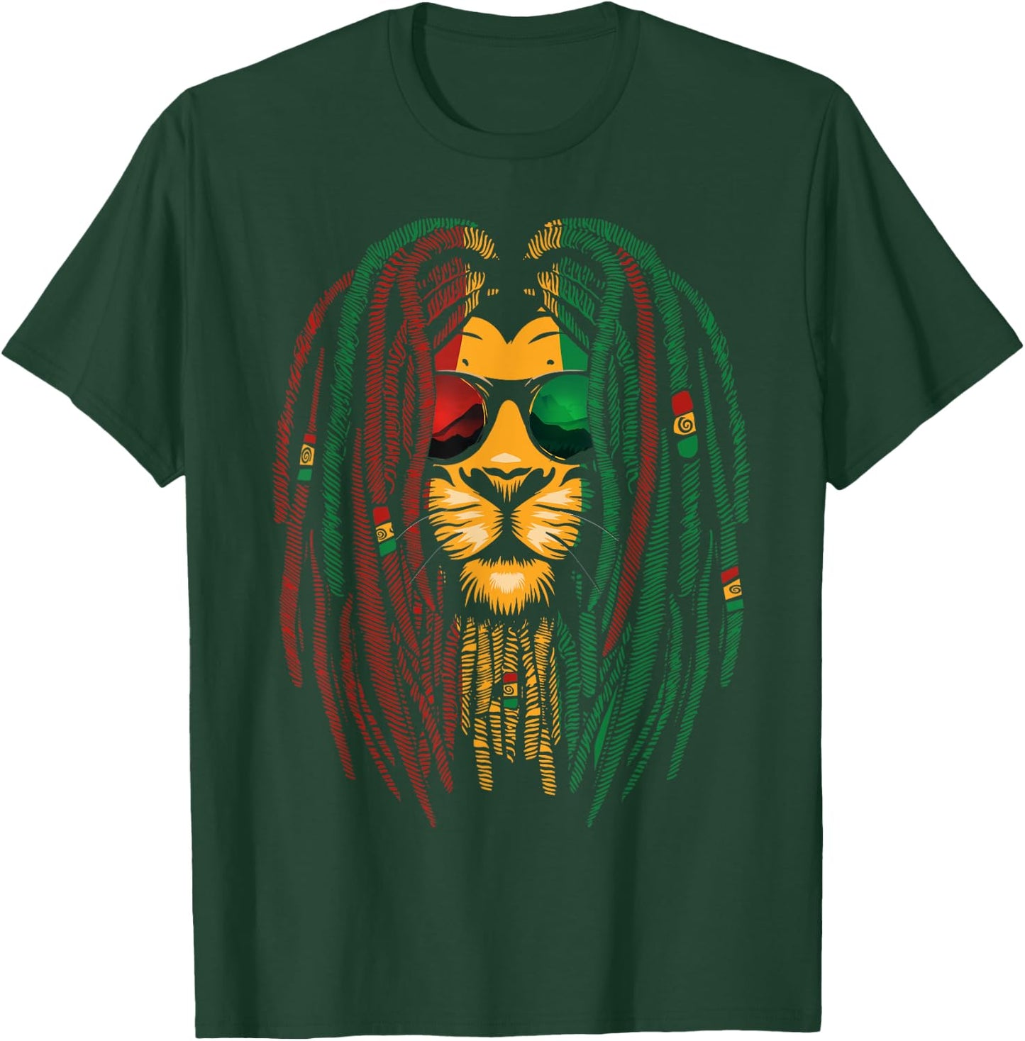 Lion Dreadlocks Reggae Wild Cat Rasta Africa Rastafarian T-Shirt - T-Shirt | Forest