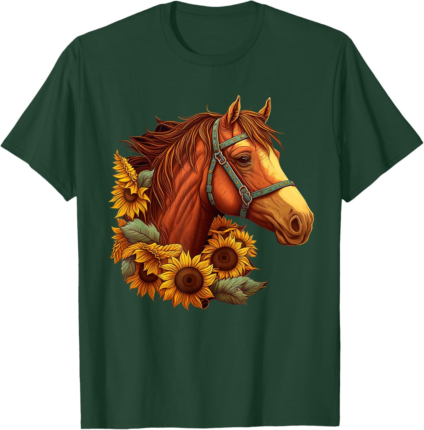 Cute Horse With Sunflowers Lover Girls Kids T-Shirt - T-Shirt | Forest