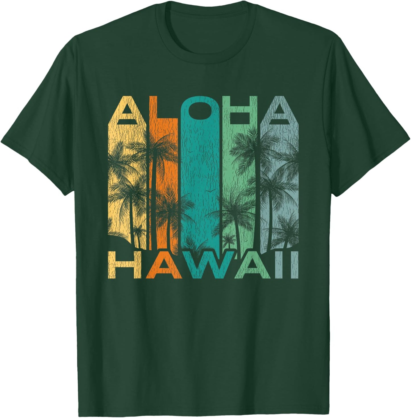 Aloha Hawaii Vintage Surfboard T-Shirt - T-Shirt | Forest