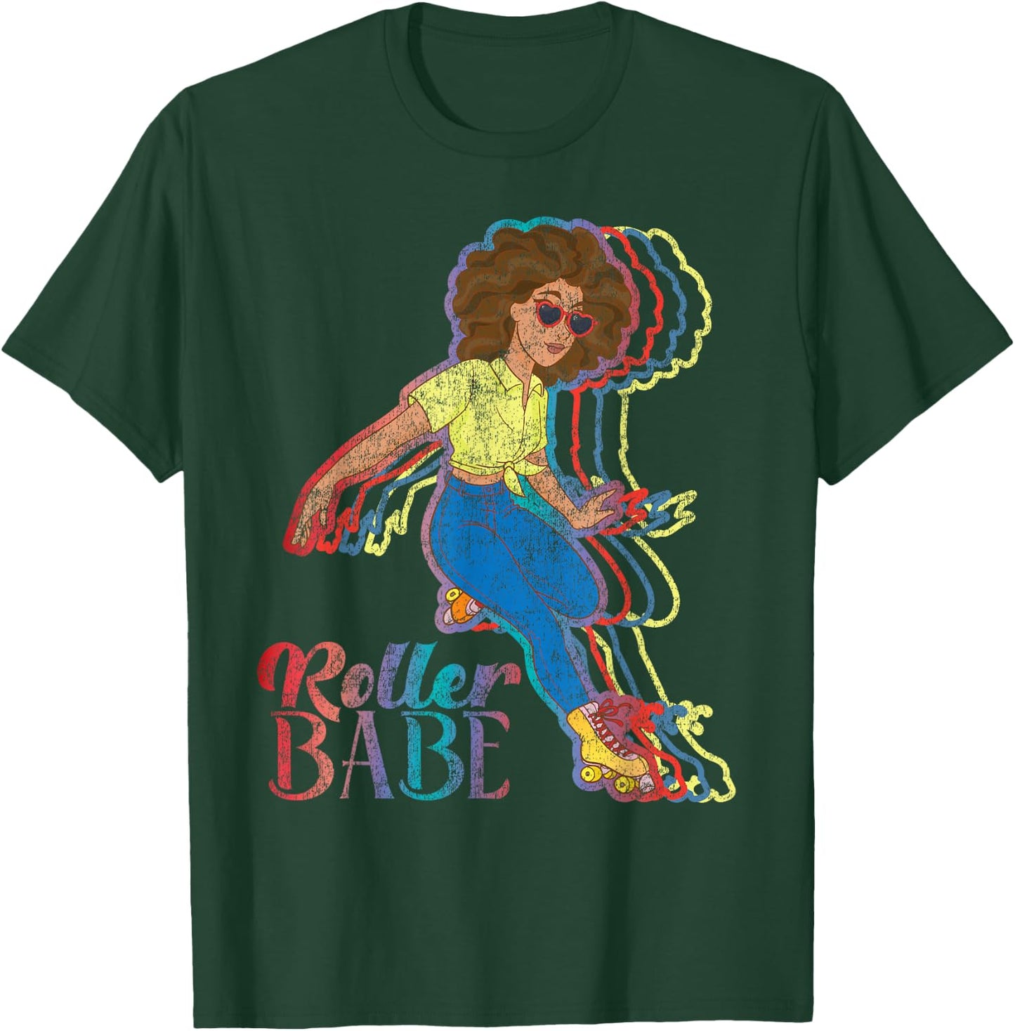 Cool Roller Skating Skate Girl 1970S Retro T-Shirt - T-Shirt | Forest