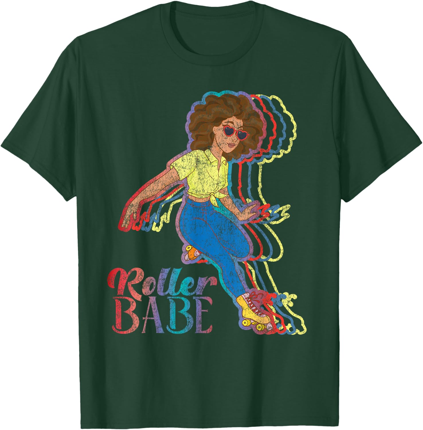 Cool Roller Skating Skate Girl 1970S Retro T-Shirt - T-Shirt | Forest