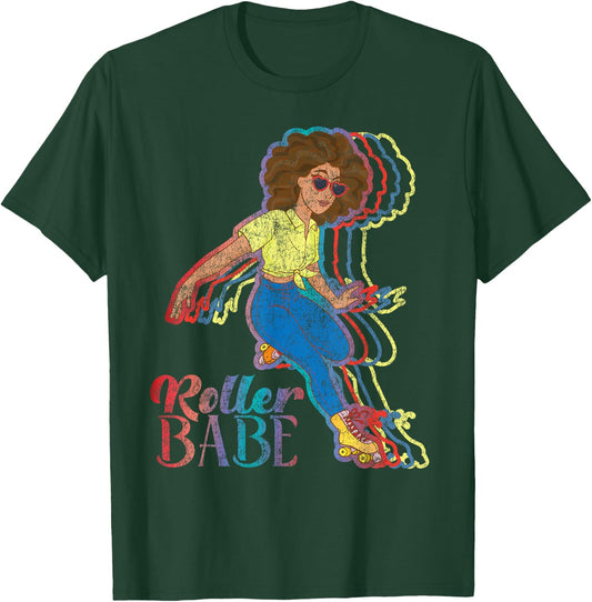 Cool Roller Skating Skate Girl 1970S Retro T-Shirt - T-Shirt | Forest