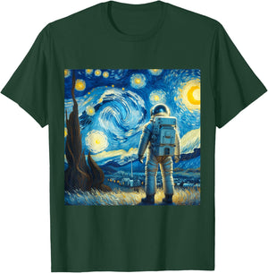Van Gogh Starry Night Space Lovers Astronaut Lover Graphic T-Shirt - T-Shirt | Forest