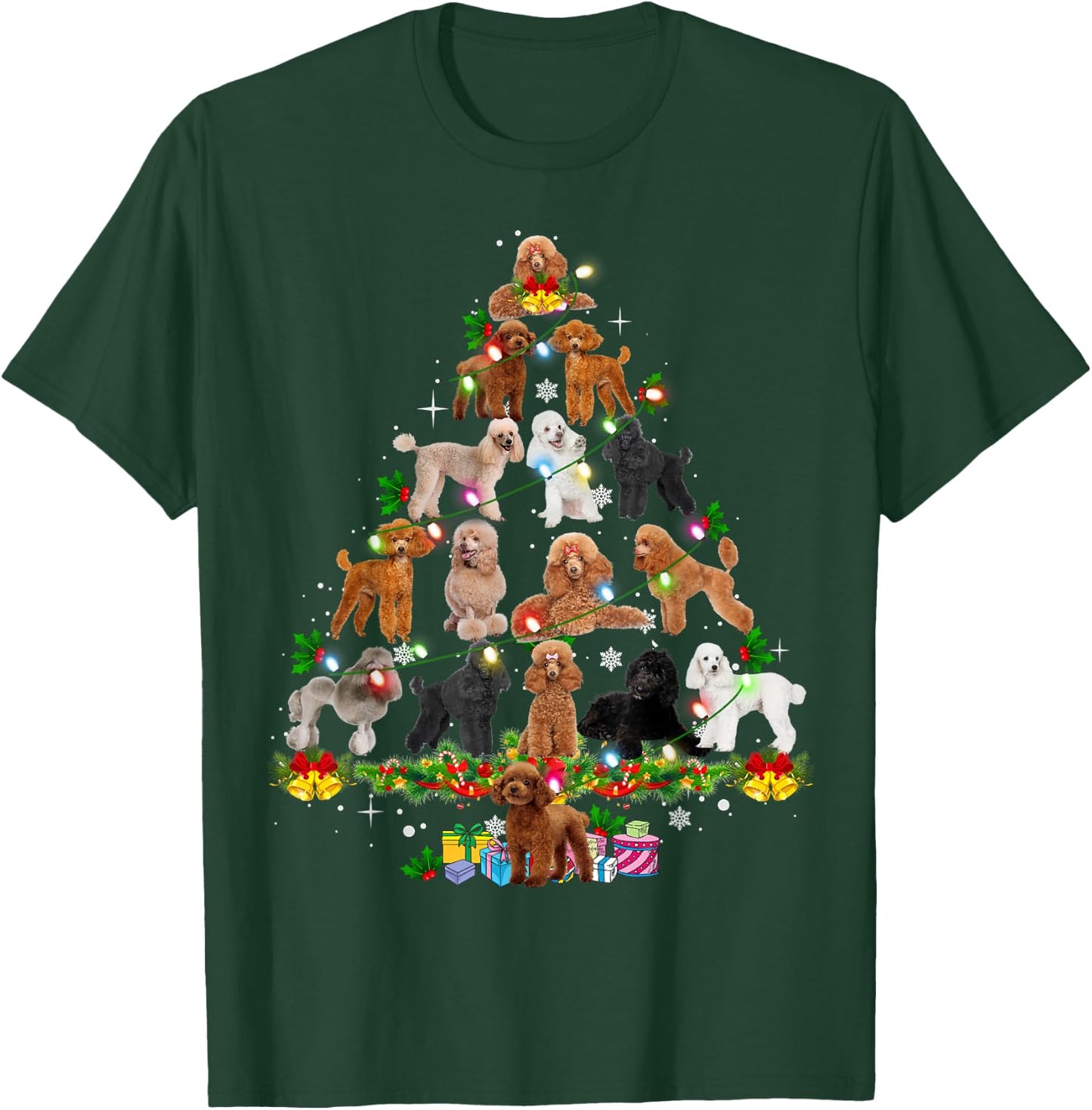 Funny Poodle Christmas Tree Ornament Decor Xmas Dog Dad Mom T-Shirt - T-Shirt | Forest
