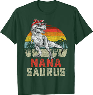 Nanasaurus T Rex Dinosaur Nana Saurus Family Matching T-Shirt - T-Shirt | Forest