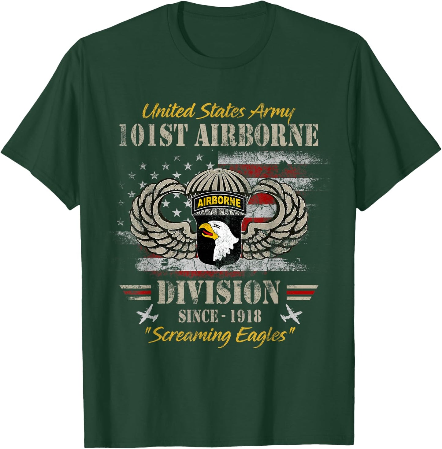 U.S Army 101st Airborne Paratrooper Veteran Screaming Eagles T-Shirt - T-Shirt | Forest