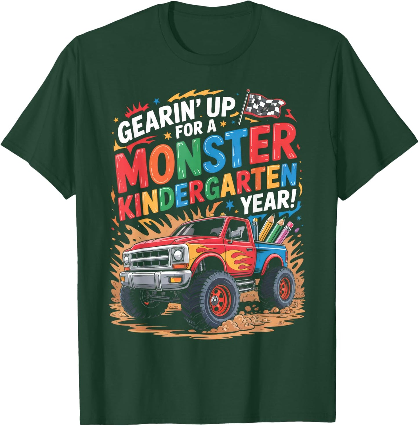 Back to School Kindergarten Monster Truck First Day Boys T-Shirt - T-Shirt | Forest