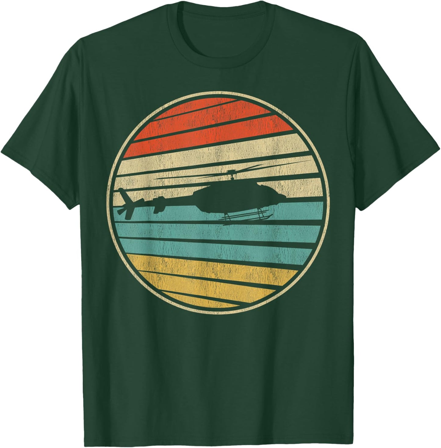 Cute Helicopter Gift Retro Vintage 70s 80s Helicopter Pilot T-Shirt - T-Shirt | Forest