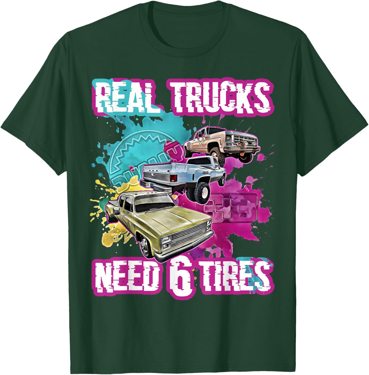 Dually Truck,Dual Tires,Twin Wheels,Twin Tires,3+3,Lowered T-Shirt - T-Shirt | Forest
