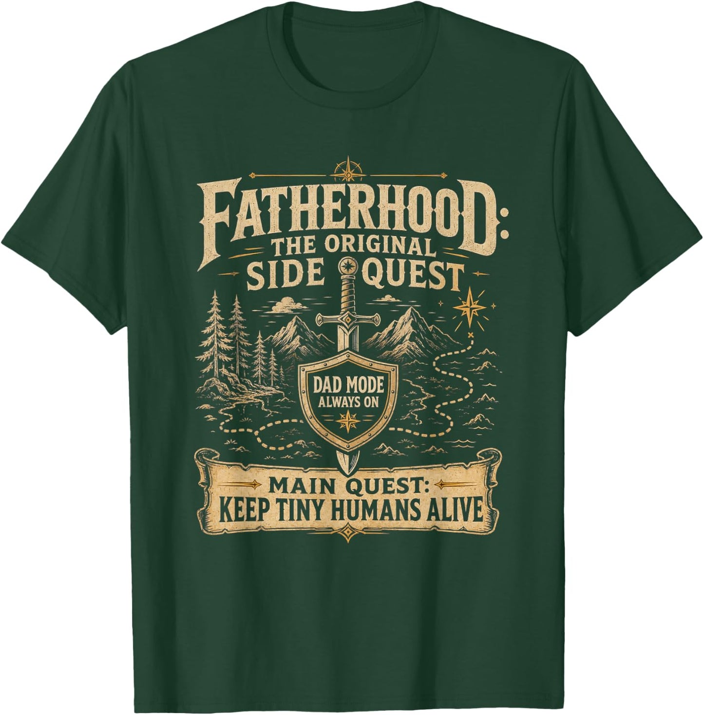 Father Fatherhood The Original Side Quest Dad Mode T-Shirt - T-Shirt | Forest