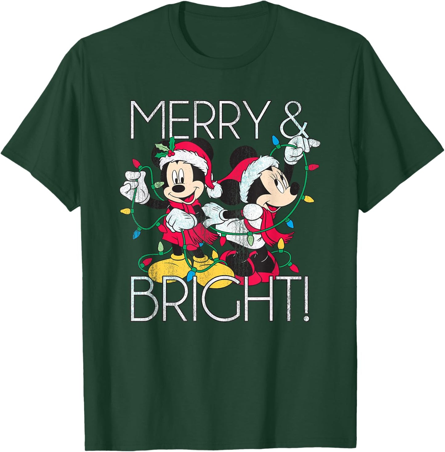 Disney - Minnie and Mickey Merry N Bright Foil T-Shirt - T-Shirt | Forest