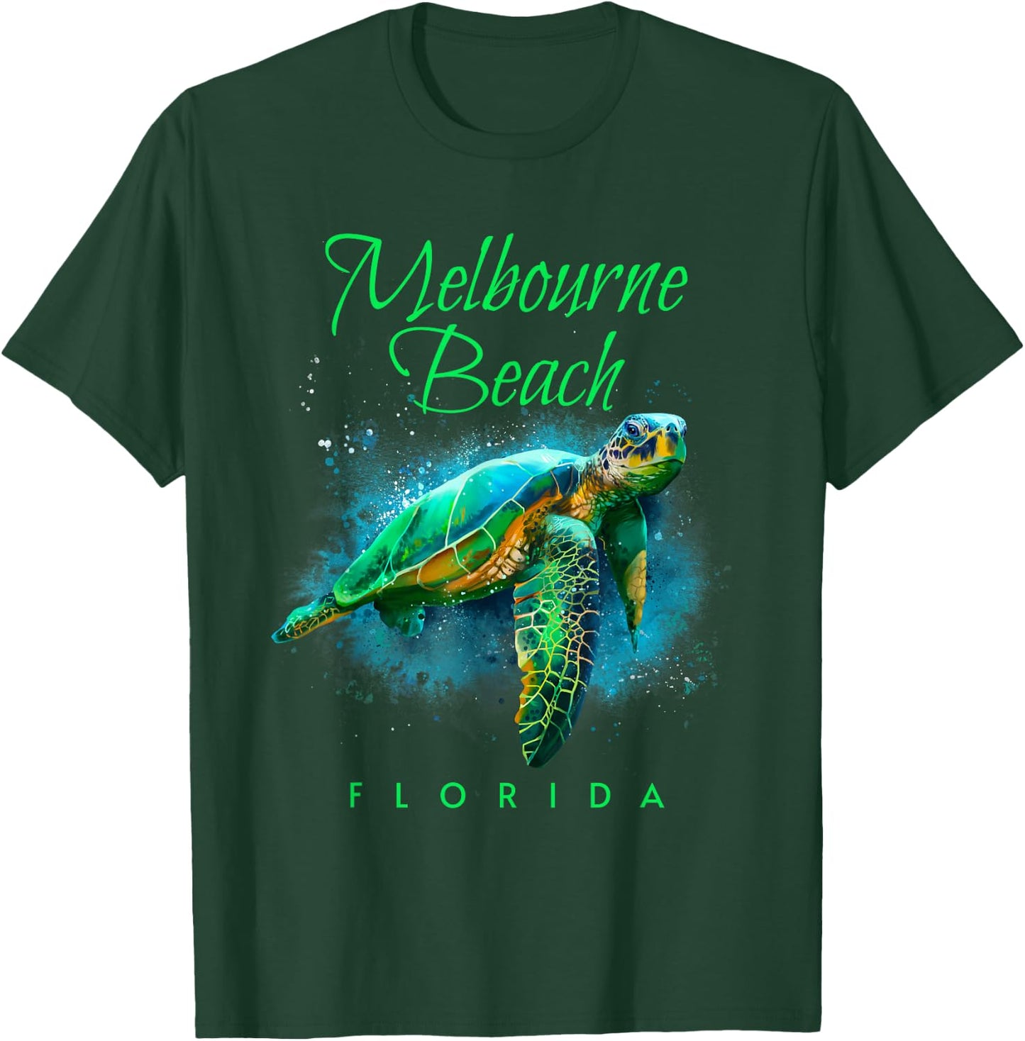 Melbourne Beach Florida Watercolor Sea Turtle T-Shirt - T-Shirt | Forest