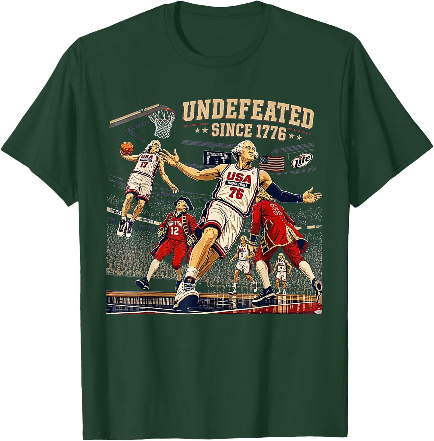 George Washington Play Basketball USA Undefeated Since 1776 T-Shirt - T-Shirt | Forest