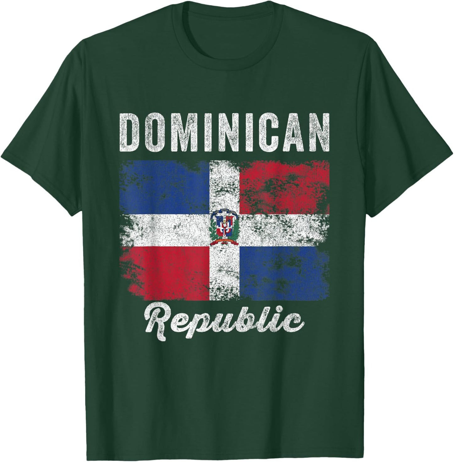 Dominican Republic Flag Vintage - Men Women - Dominican Flag T-Shirt - T-Shirt | Forest