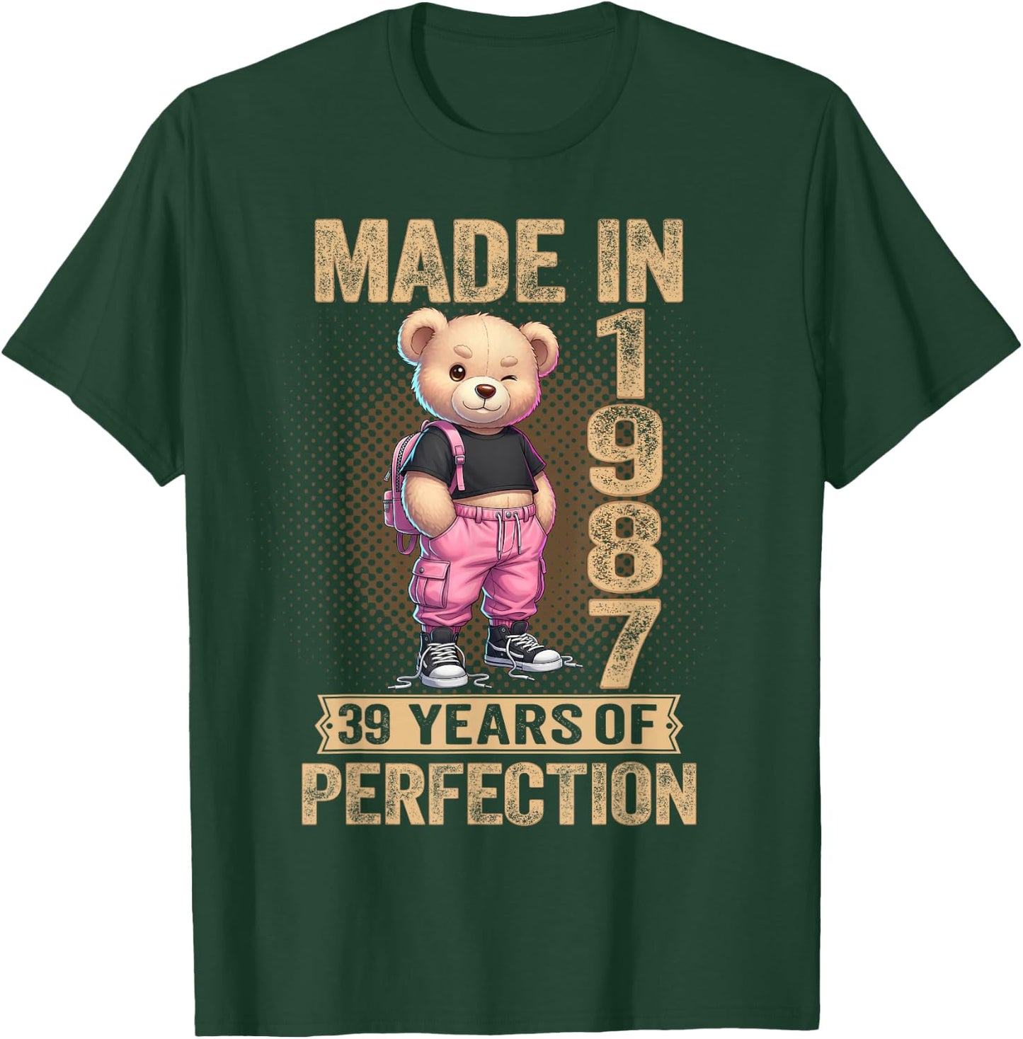 39th Birthday Made in 1987 39 Years of Being Awesome Bear T-Shirt - T-Shirt | Forest