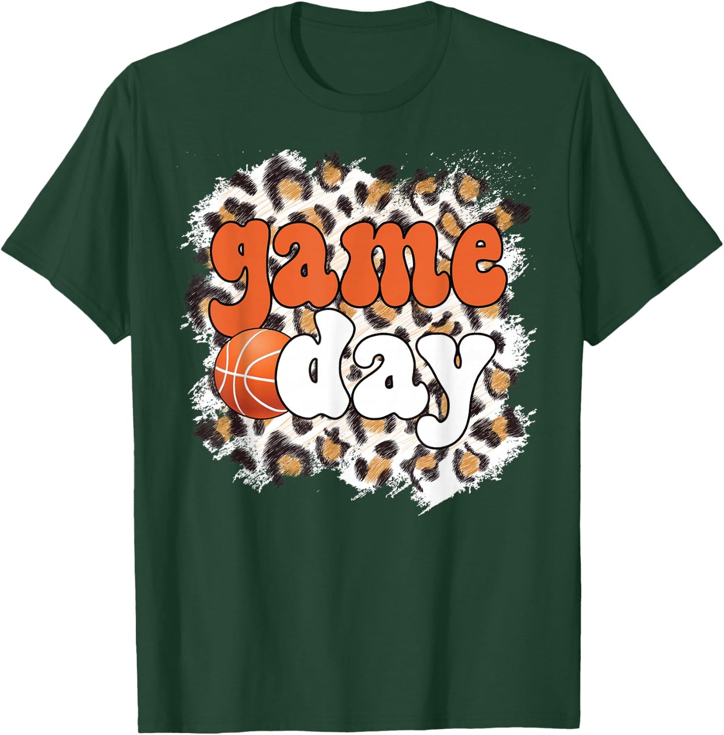 Game Day Leopard Basketball Game Day T-Shirt - T-Shirt | Forest