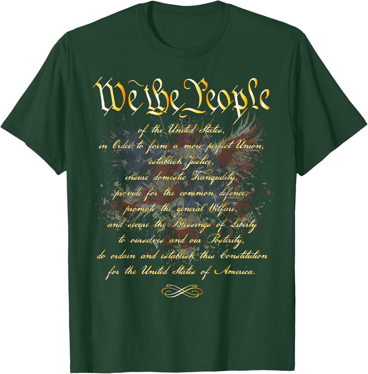 We The People Golden Preamble Constitution Red White Blue Men T-Shirt - T-Shirt | Forest