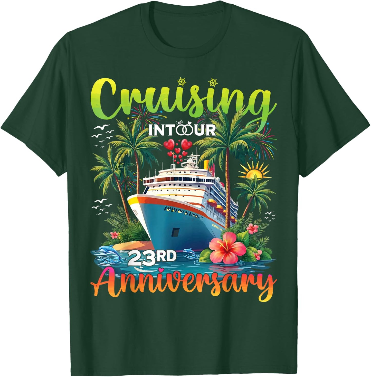 Couple Matching Cruising Into Our 23rd Anniversary Cruise T-Shirt - T-Shirt | Forest