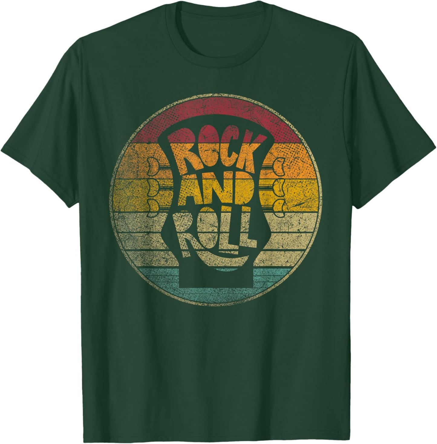 Guitar Rock and Roll Vintage Retro Style Musician Music Gift T-Shirt - T-Shirt | Forest