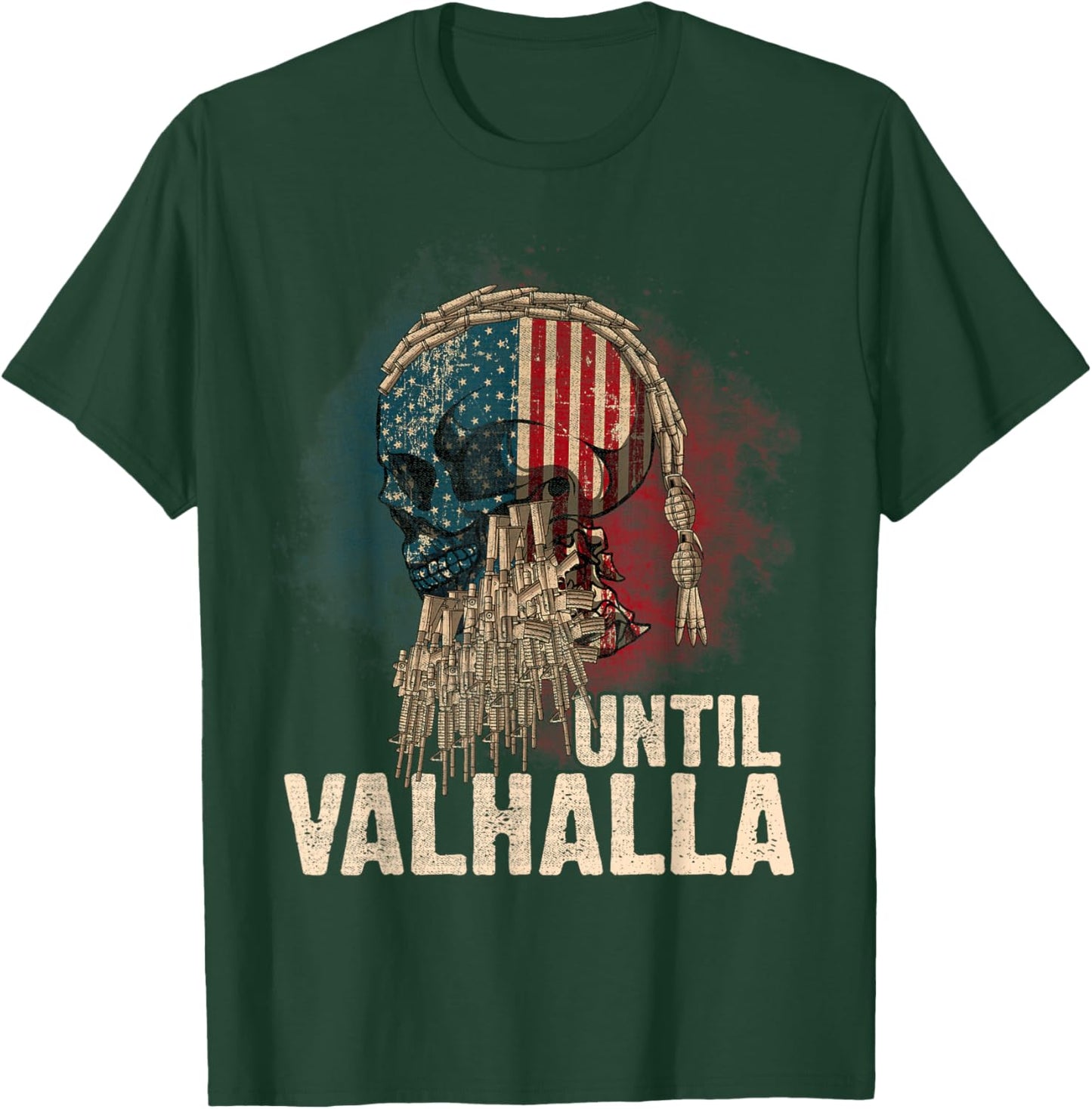 Until Valhalla Viking US Flag Vintage Shirt-Til Valhalla T-Shirt - T-Shirt | Forest