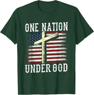 One Nation Under God America American Us Usa Patriotic Us T-Shirt - T-Shirt | Forest