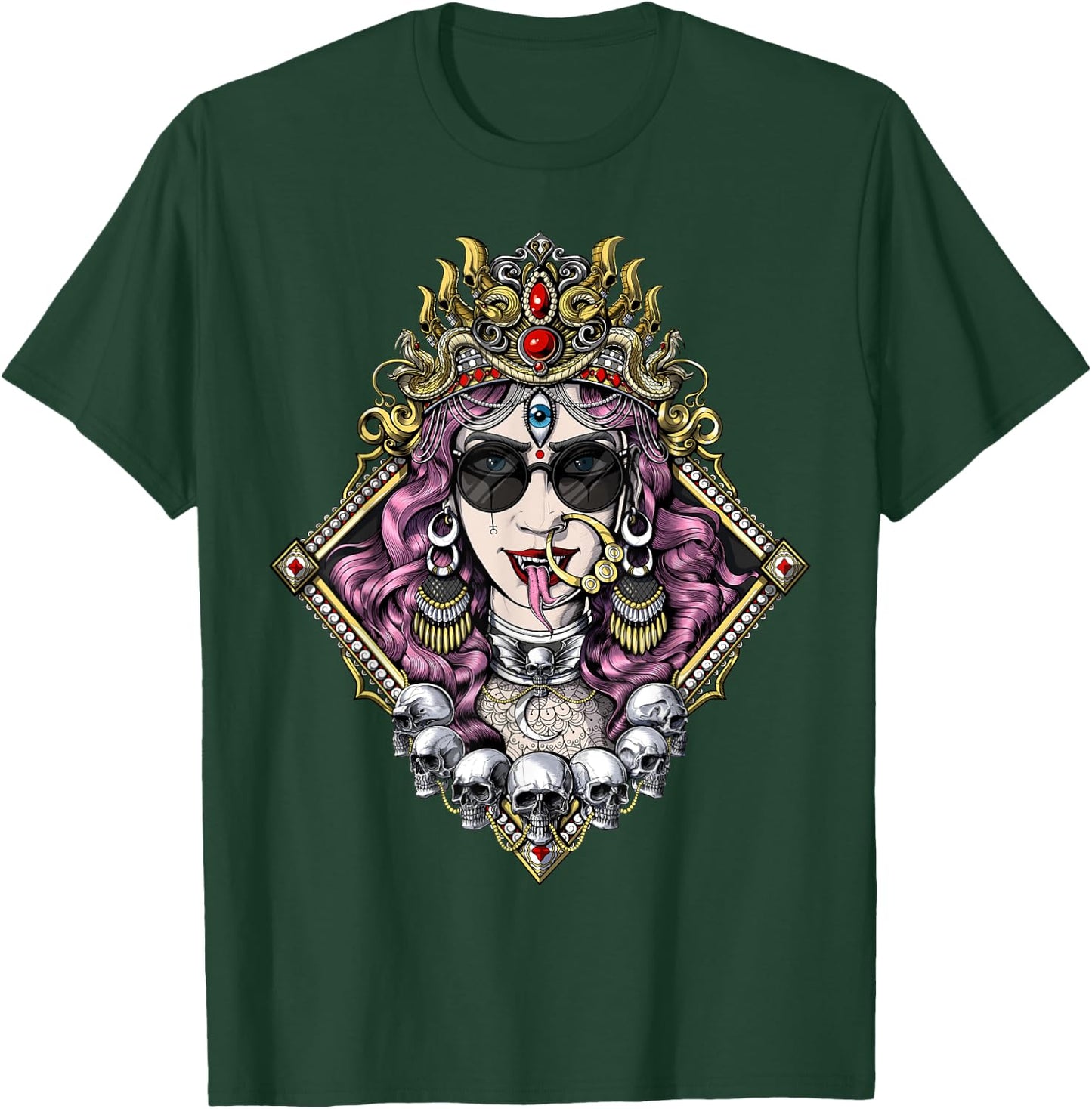 Kali Hindu Goddess Gothic Goth Hinduism Spiritual Mythology T-Shirt - T-Shirt | Forest
