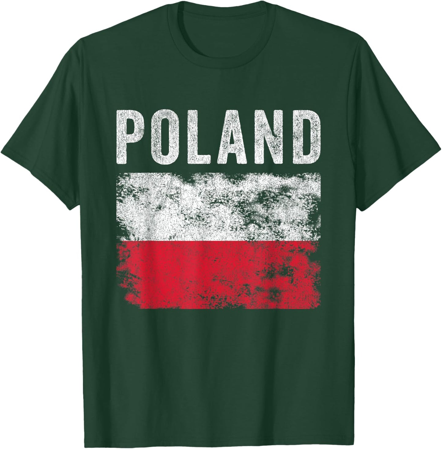 Poland Flag Distressed - Men Women Kids - Polish Flag T-Shirt - T-Shirt | Forest