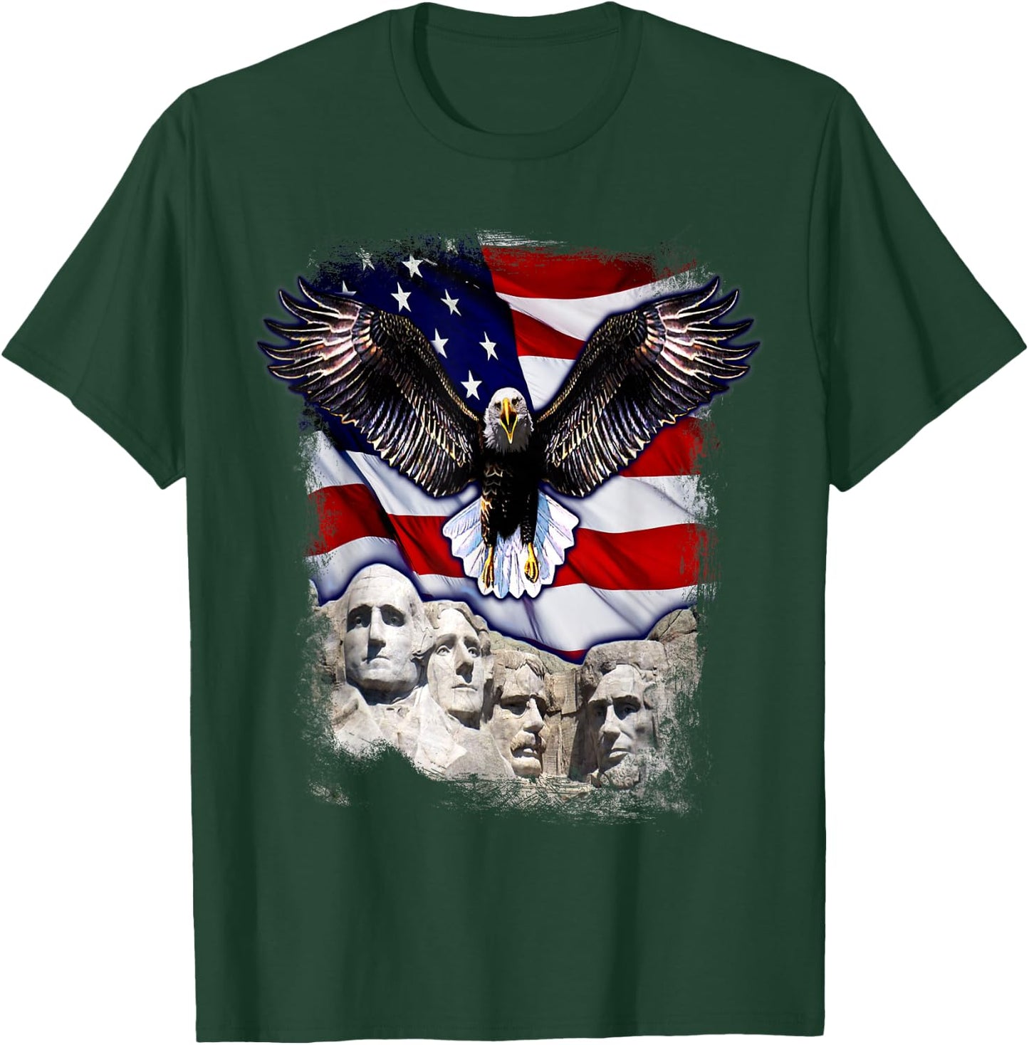 4th Of July American Bald Eagle Mount Rushmore 'Merica Flag T-Shirt - T-Shirt | Forest