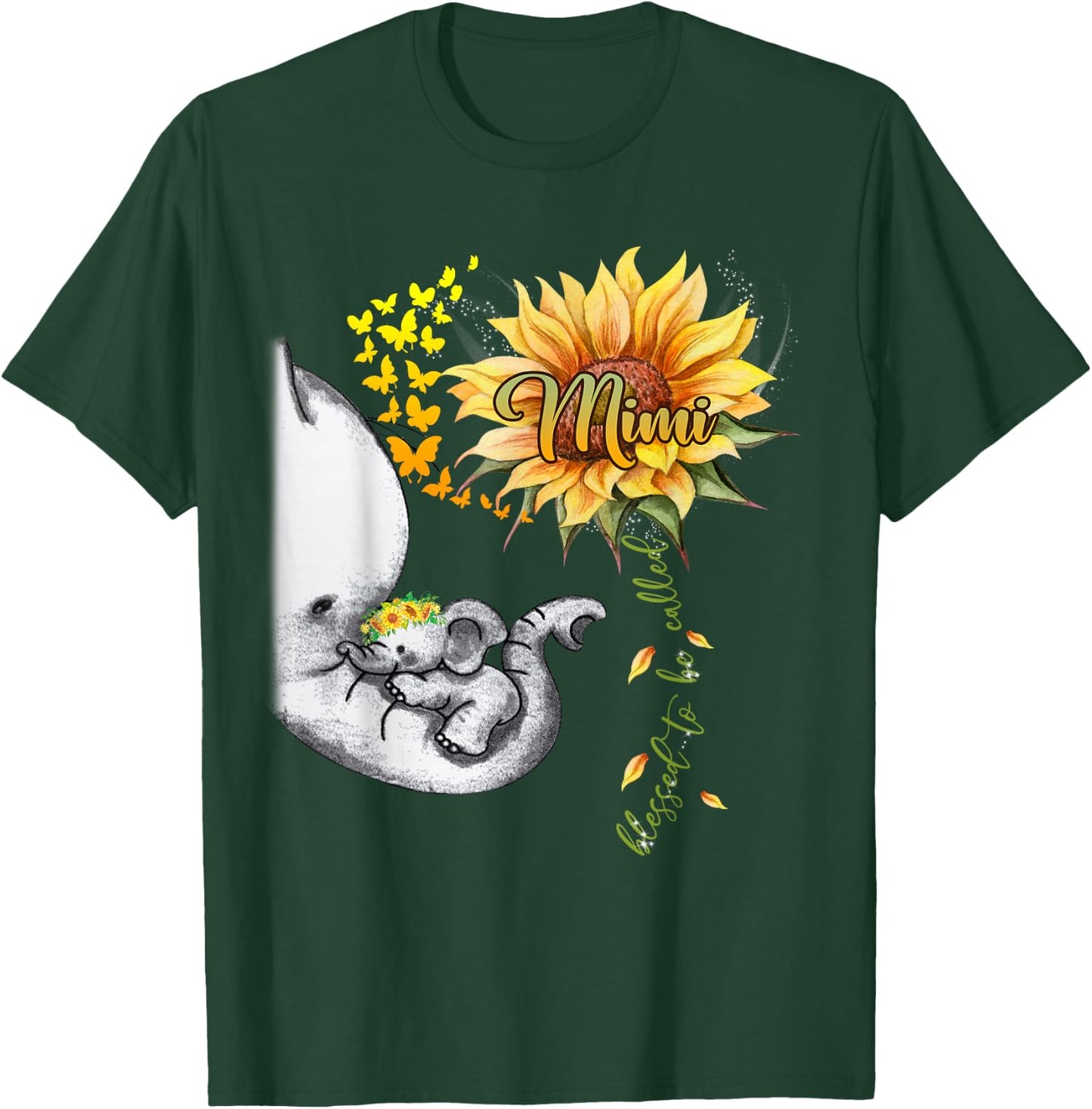 Blessed To Be Called Mimi Sunflower Elephant Mother's Day T-Shirt - T-Shirt | Forest