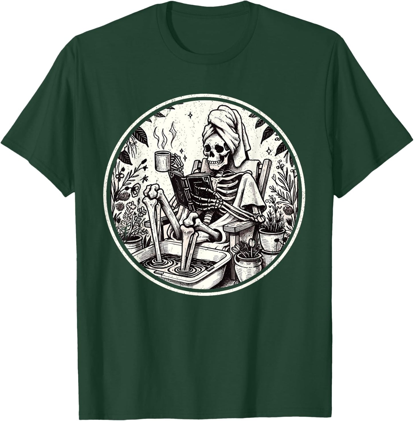 The Reader Tarot Card Funny Book Lover Skeleton Reading Book T-Shirt - T-Shirt | Forest