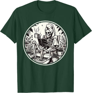The Reader Tarot Card Funny Book Lover Skeleton Reading Book T-Shirt - T-Shirt | Forest