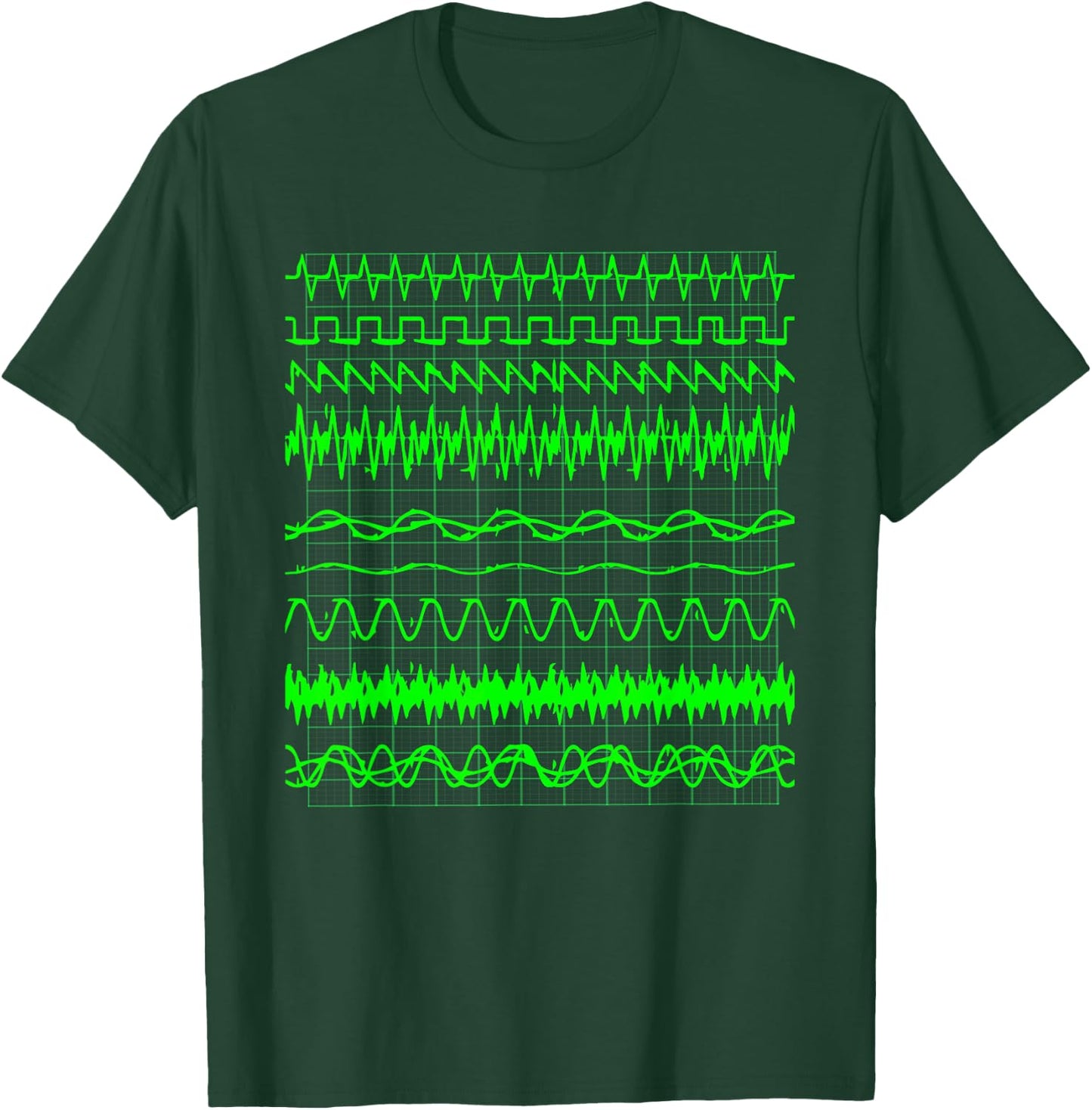 Oscilloscope Digital Waves On Screen Display T-Shirt - T-Shirt | Forest