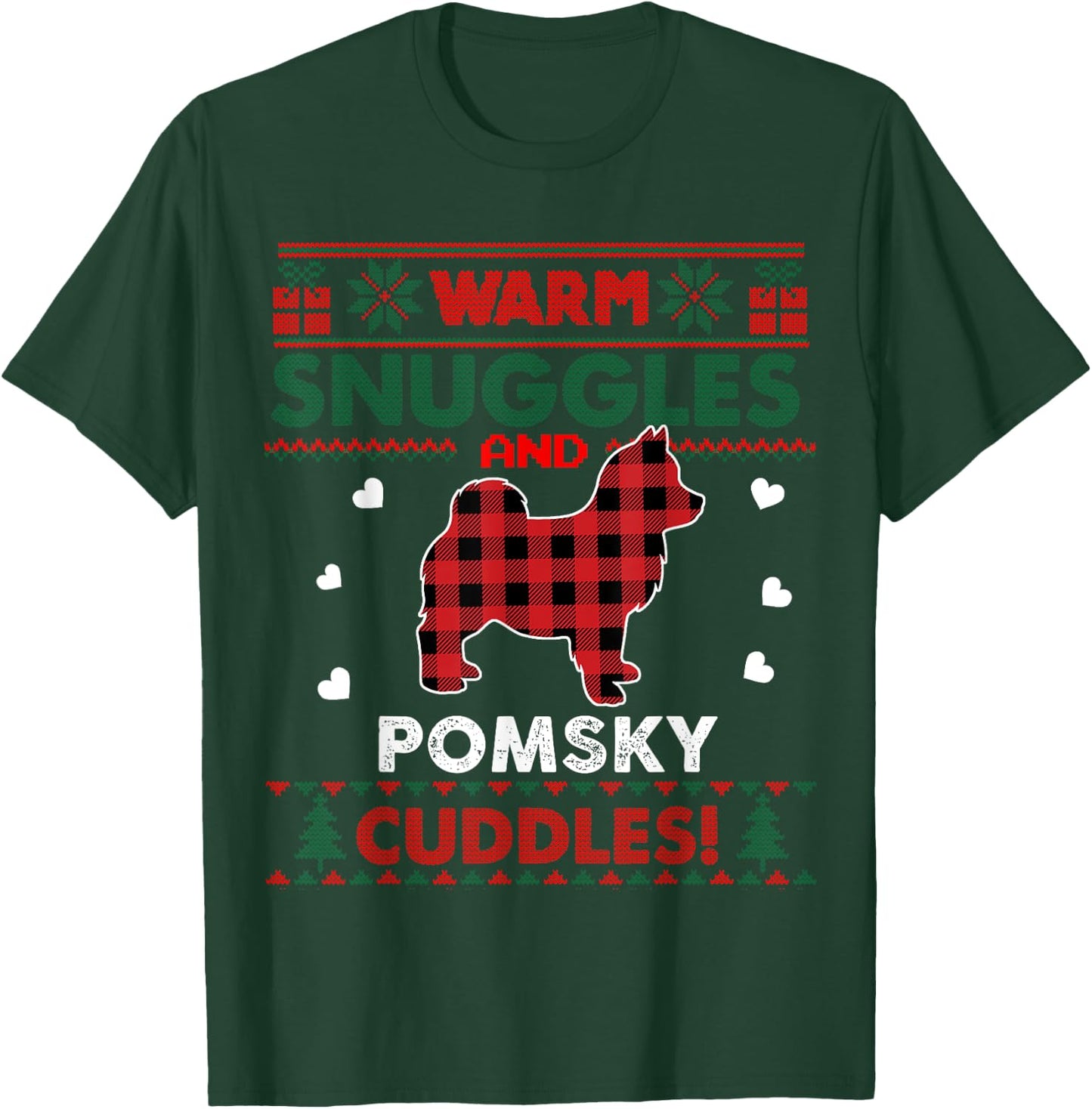 Pomsky Dog Lover Xmas Gifts Pajama Ugly Christmas Sweater Men Women Kids T-Shirt - T-Shirt | Forest